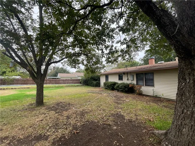 a bathroom with a shower and a tree