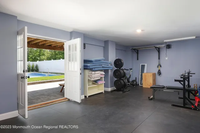 a view of a room with gym equipment