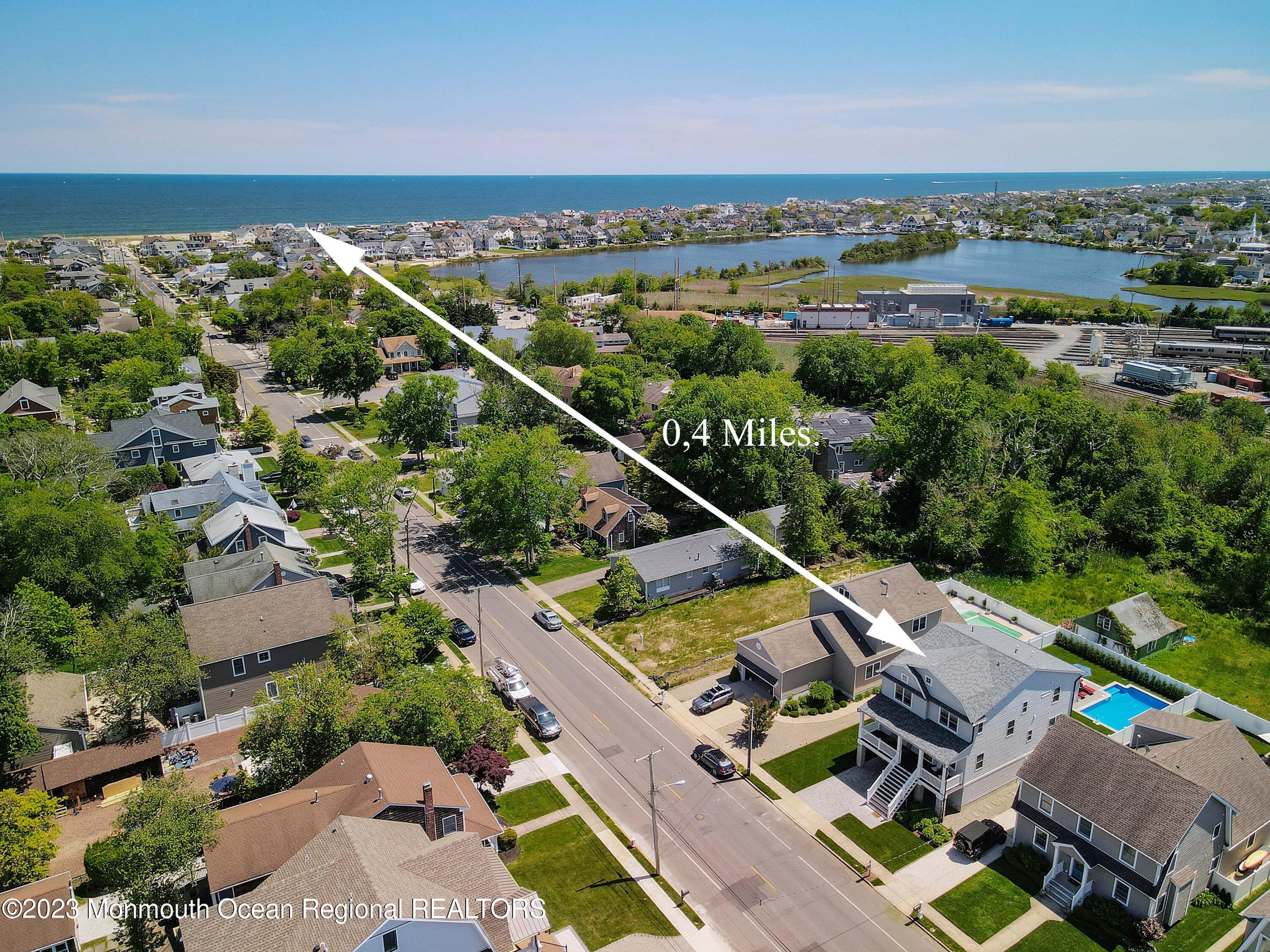 155 Osborn Avenue Bay Head, NJ 08742 - Photo 40 of 55 an aerial view of residential house with outdoor space and river