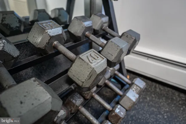 a view of a room with gym equipment