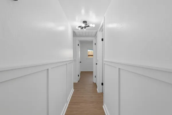 a hallway with front door