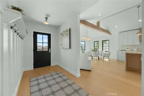 a bedroom with a bed and a view of bathroom