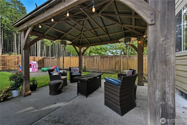 a patio view with a seating space