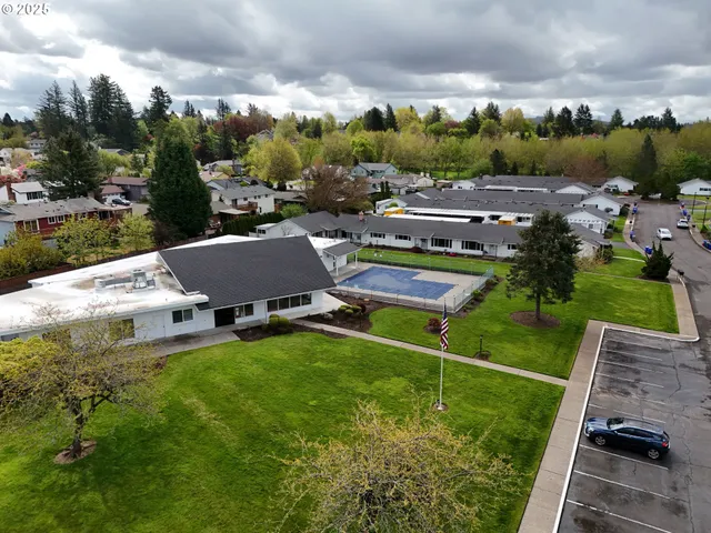 an aerial view of a house