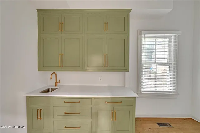 an empty room with a door