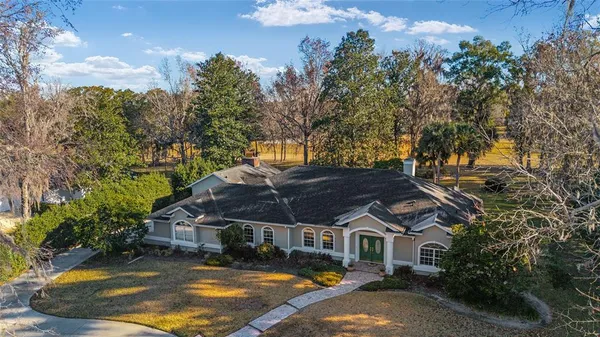 an aerial view of a house