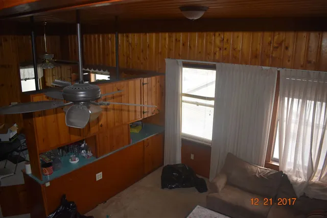 a view of wooden door