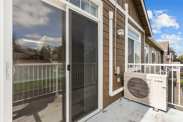 a view of a balcony from door