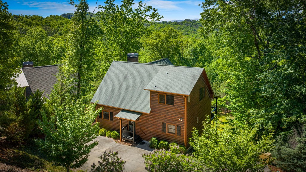 479 Big Timber Road Mineral Bluff, GA 30559 - Photo 60 of 60 an aerial view of a house with yard and outdoor seating