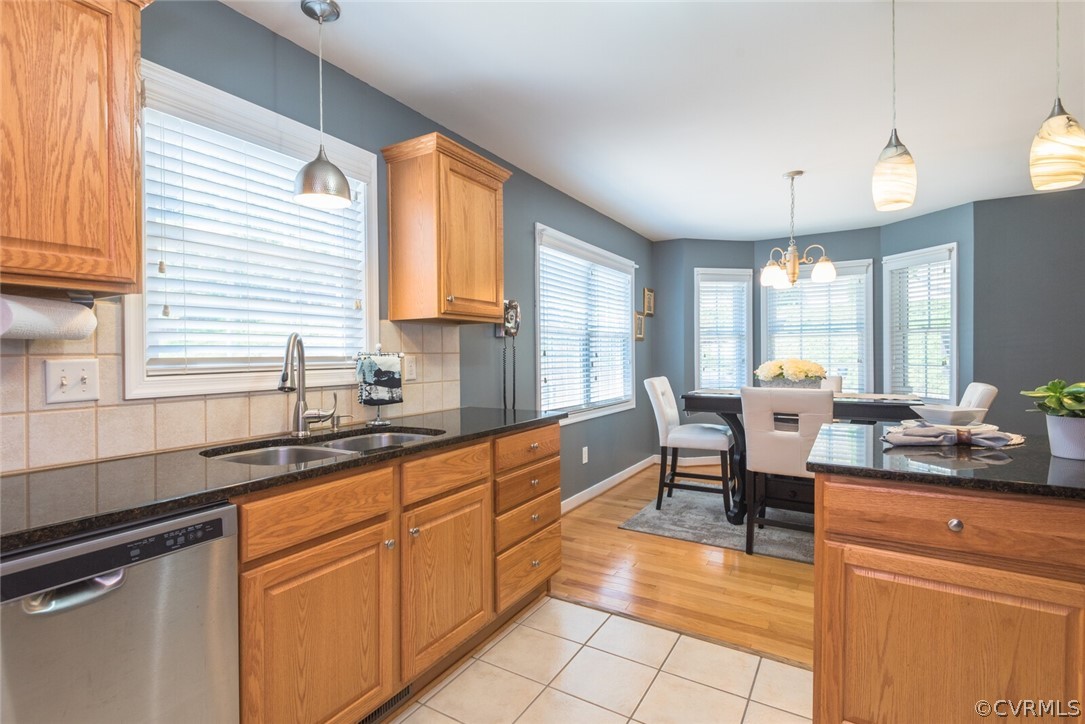11616 Hillside Road Chester, VA 23831 - Photo 14 of 42 a kitchen with stainless steel appliances granite countertop sink window dining table and chairs