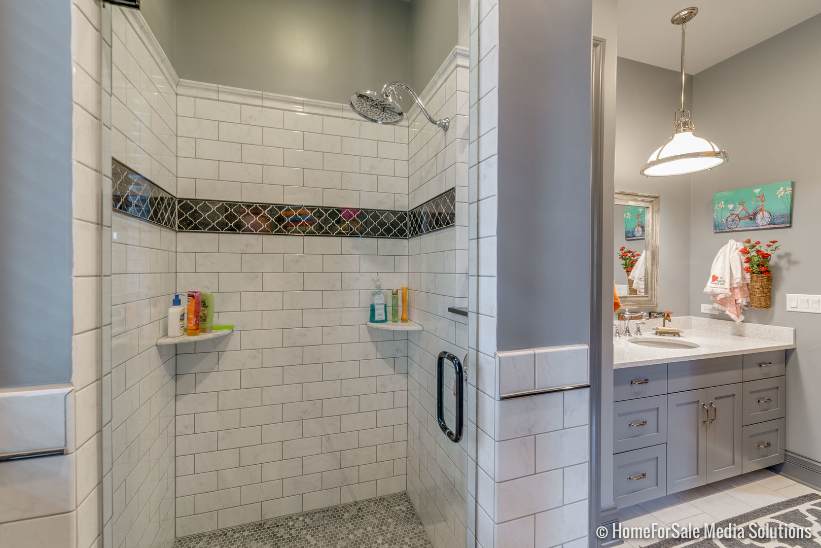 1051 Parkside Road Naperville, IL 60540 - Photo 19 of 52 a bathroom with a sink and a shower