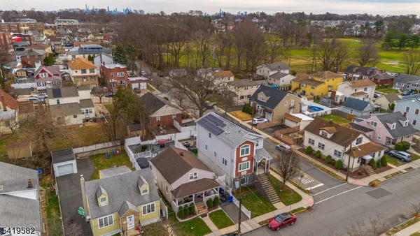 aerial view of a city with lake view