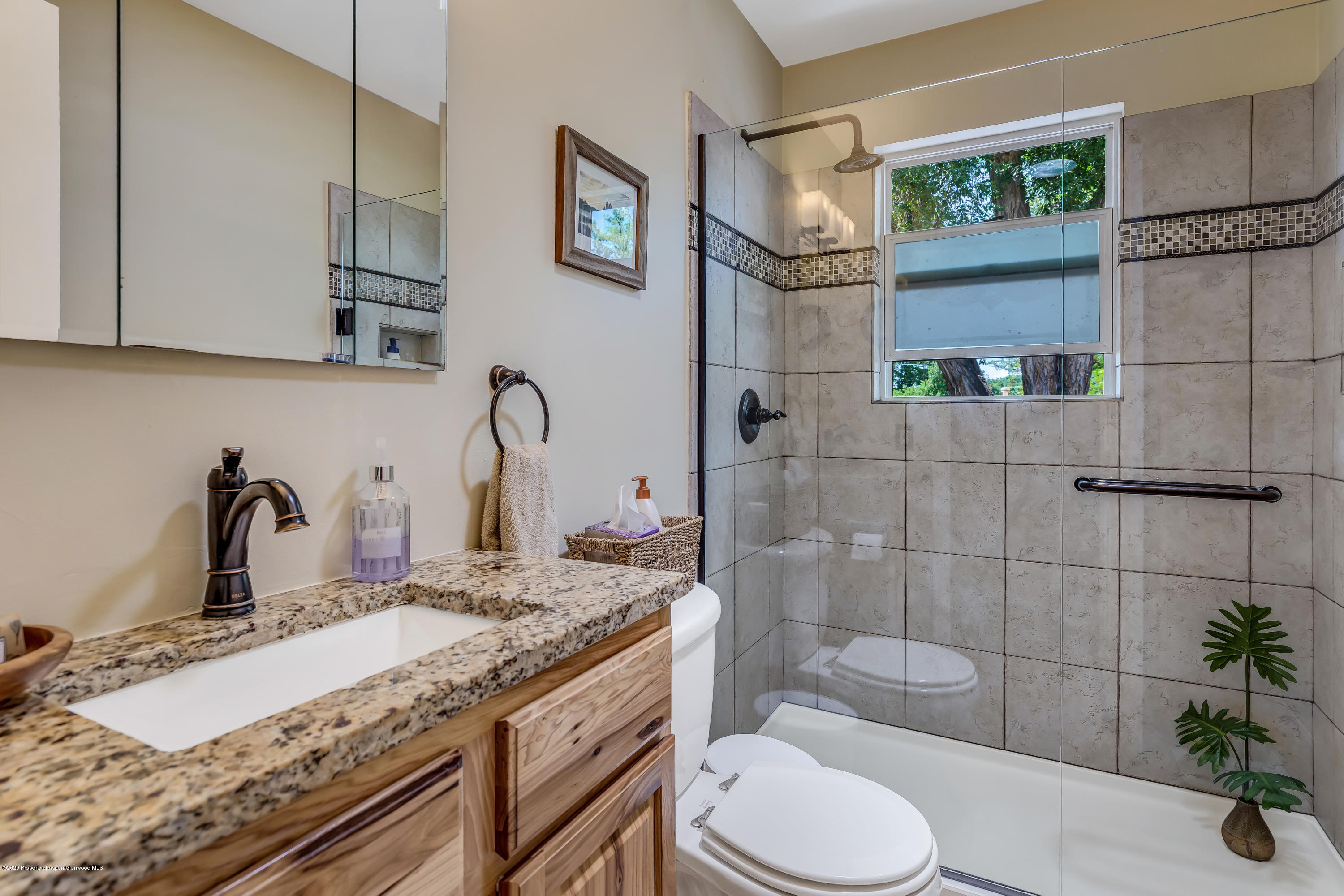 217 Ash Avenue Rifle, CO 81650 - Photo 10 of 25 a bathroom with a granite countertop sink toilet and shower