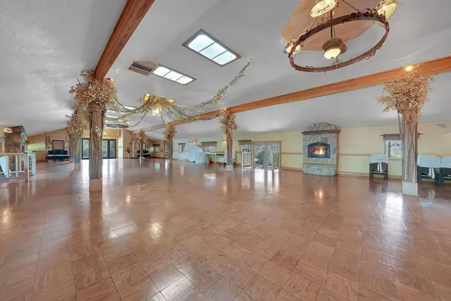 a view of a lake with mountain