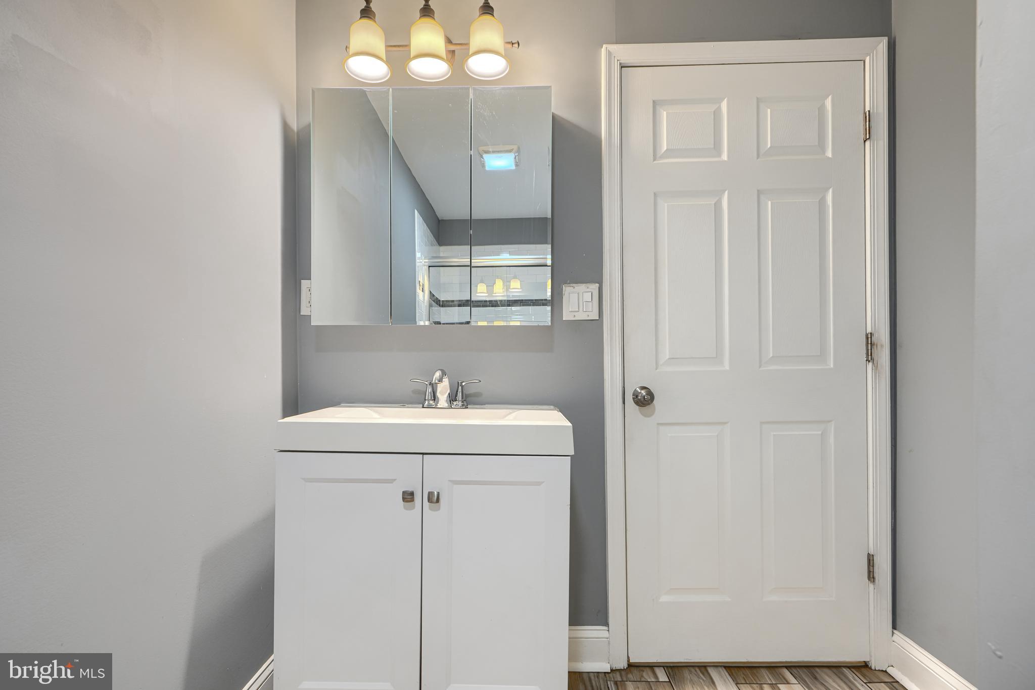 1106 Battery Avenue Baltimore, MD 21230 - Photo 10 of 36 a bathroom with a sink a light fixture and a mirror