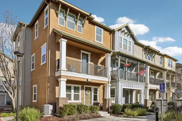 a front view of a multi story building