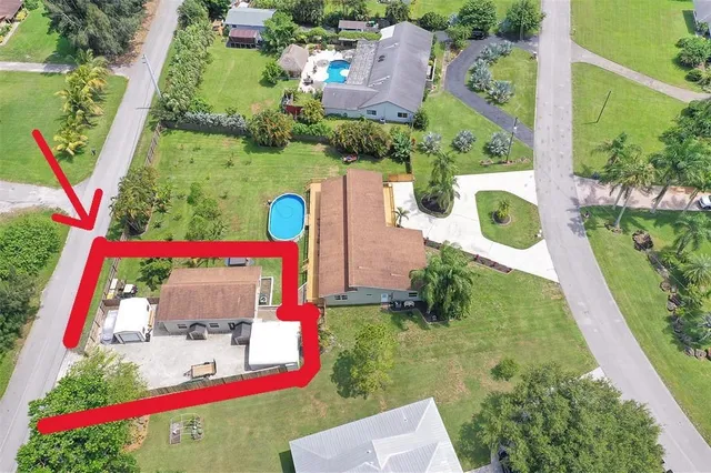 an aerial view of a house