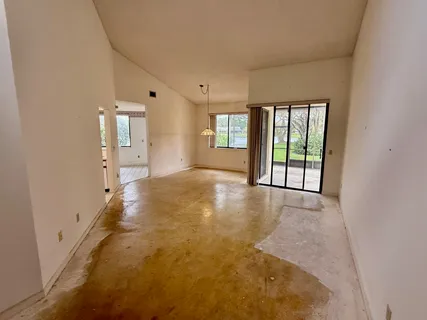 an empty room with windows