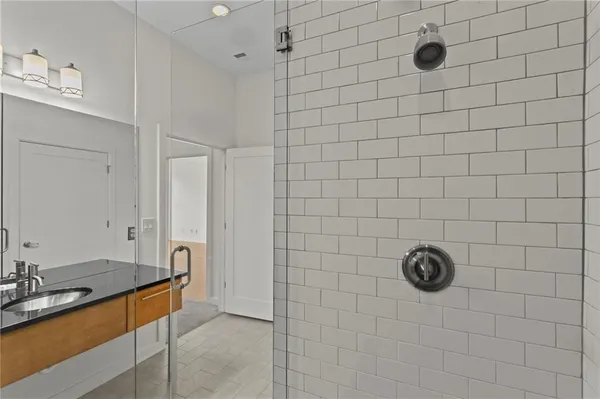 a bathroom with a bathtub