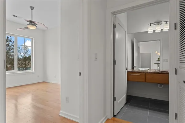 a bathroom with a bathtub