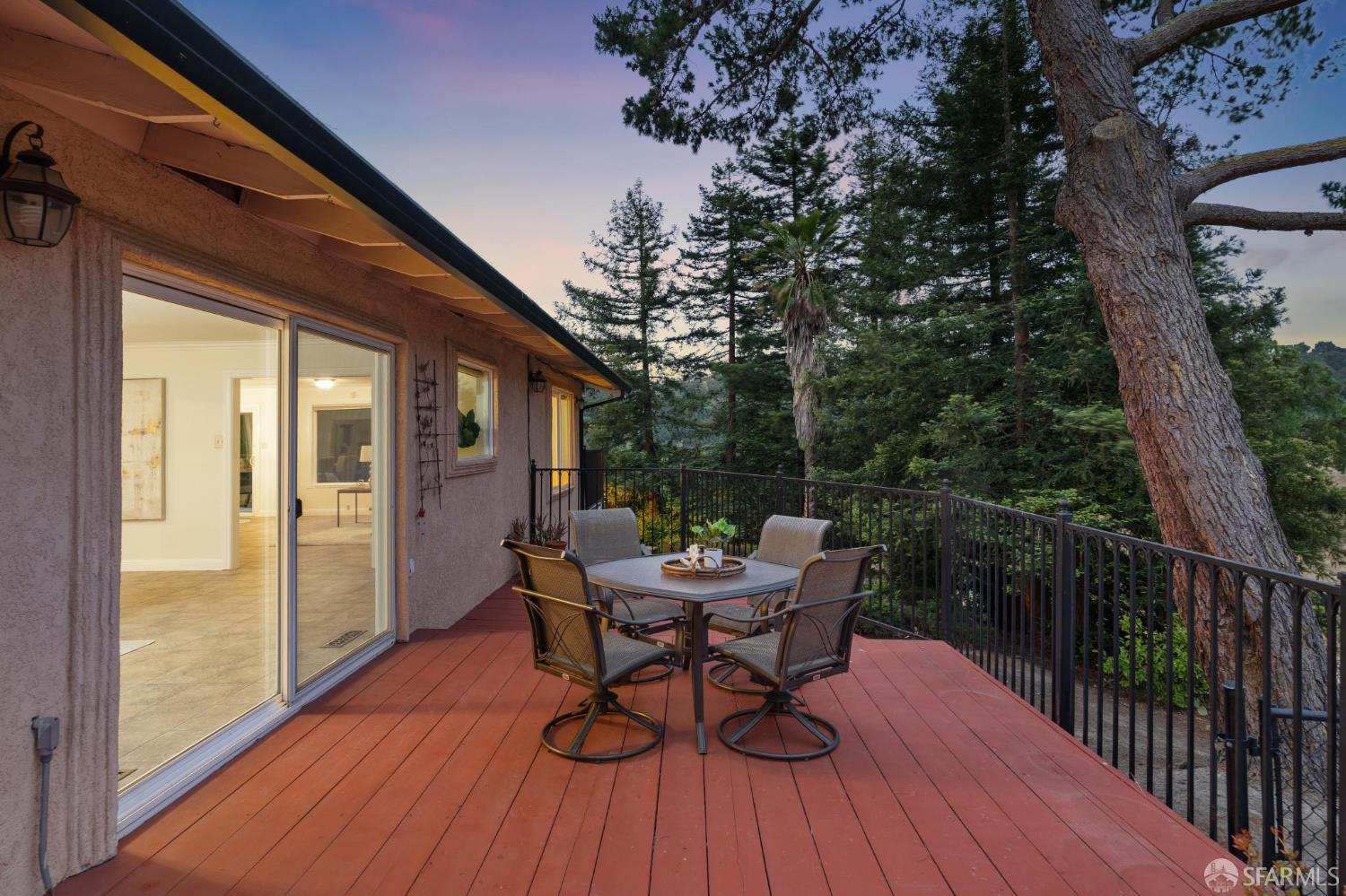 375 Montecillo Drive Walnut Creek, CA 94595 - Photo 63 of 79 a view of a roof deck with table and chairs and wooden floor