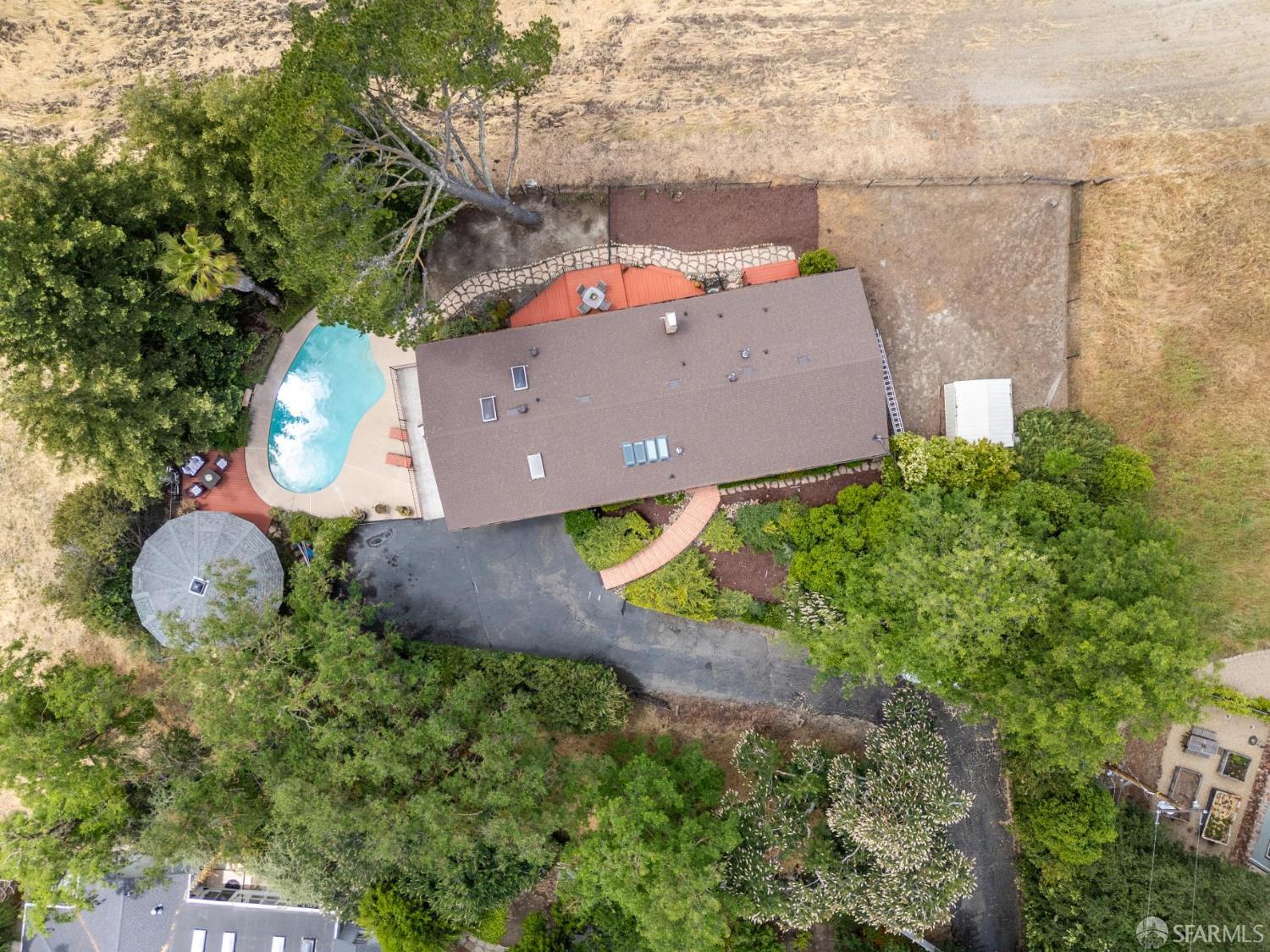 375 Montecillo Drive Walnut Creek, CA 94595 - Photo 79 of 79 an aerial view of a house with a swimming pool and a yard