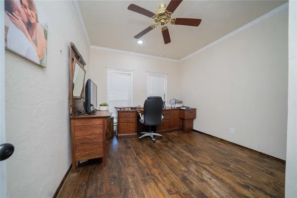 a view of a kitchen with closet and wooden floor
