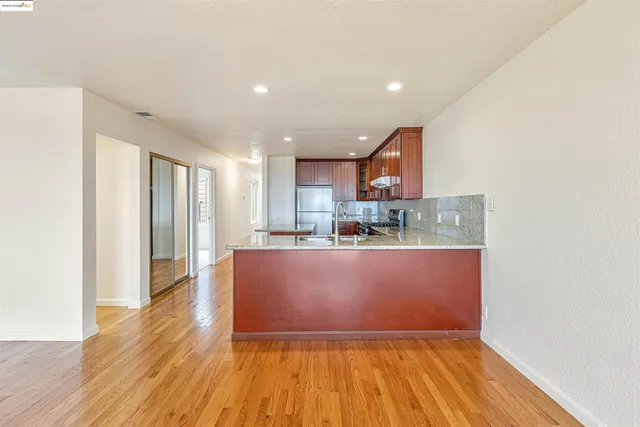 a view of kitchen and dining room