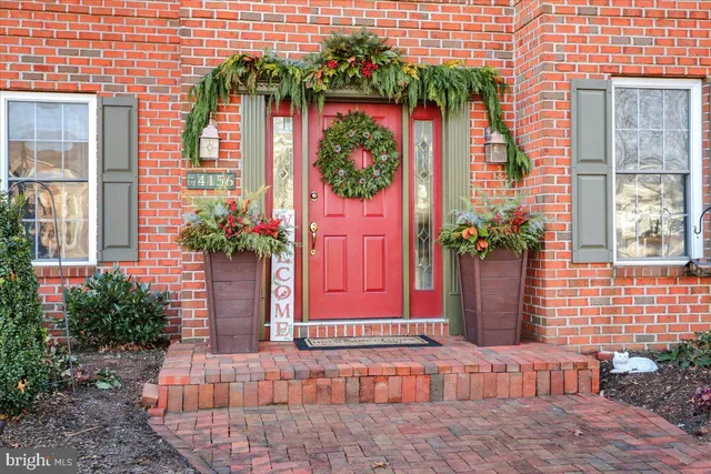 a potted plant sitting in front of a house