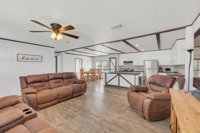 a living room with furniture