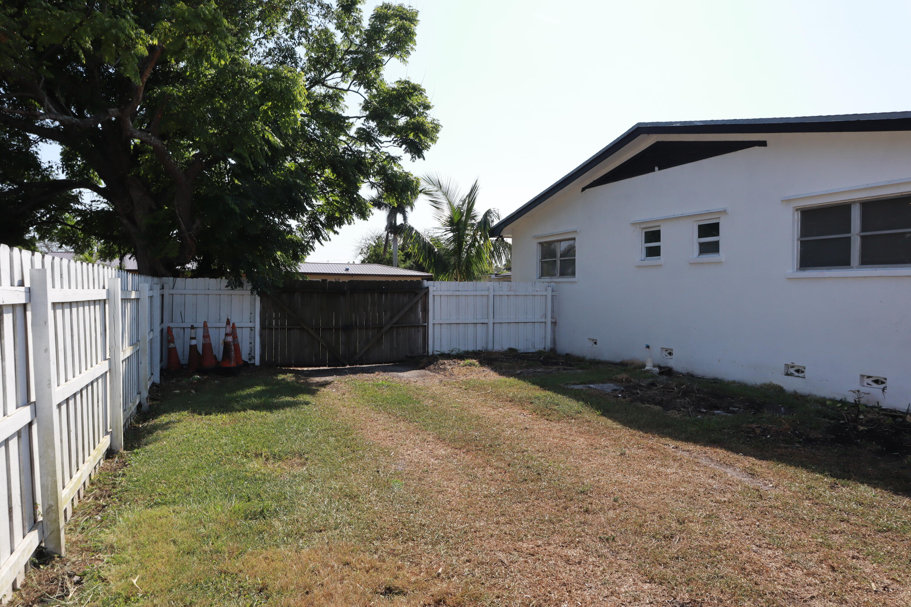 360 Kismet Avenue Pahokee, FL 33476 - Photo 80 of 100 a view of a backyard with wooden fence and a large tree