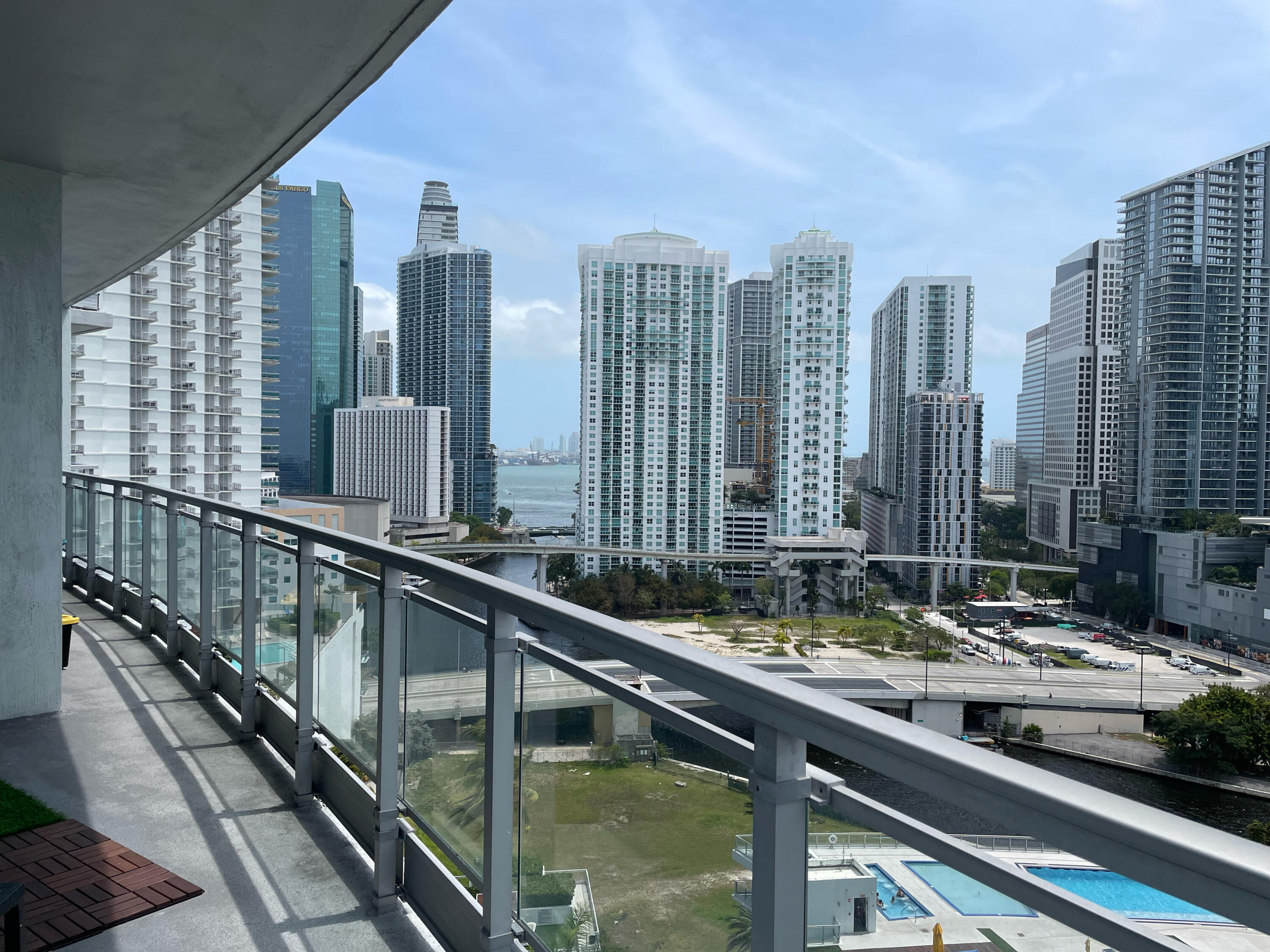 a view of balcony with city view