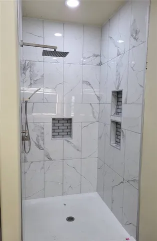 a bathroom with a shower