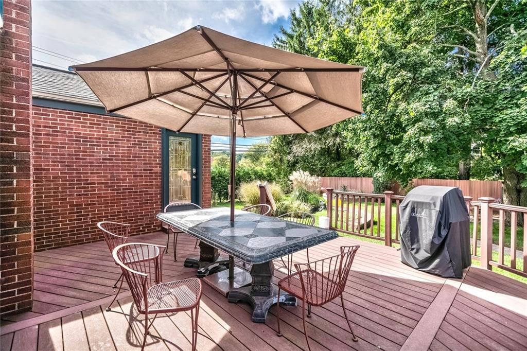 9101 Pannier Road Pittsburgh, PA 15237 - Photo 7 of 24 LEVEL Fenced rear yard with deck and omni stone patio & Utility shed.