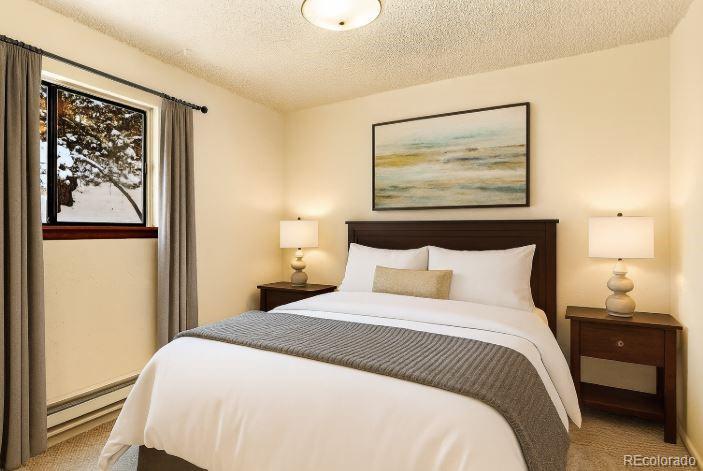 217 Catamount Ridge Road Bailey, CO 80421 - Photo 14 of 37 a bedroom with a bed and painting on the wall