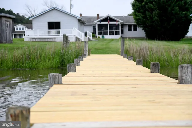 a view of a house with a yard and potted plants