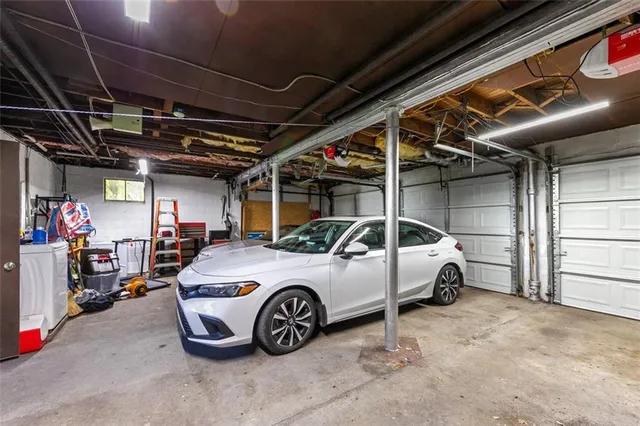 a car parked in a garage