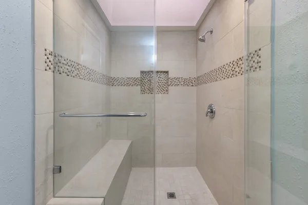 a bathroom with a shower