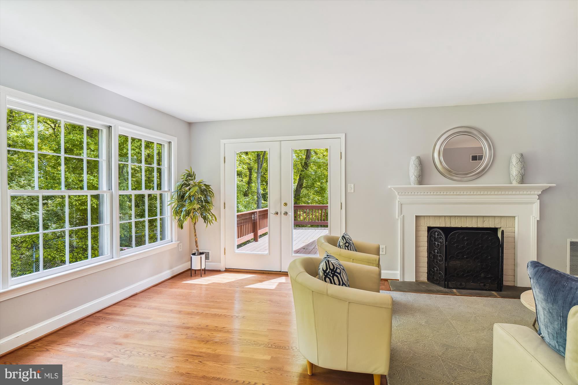 10001 Carter Road Bethesda, MD 20817 - Photo 7 of 78 Living Room with Fireplace & Large Windows