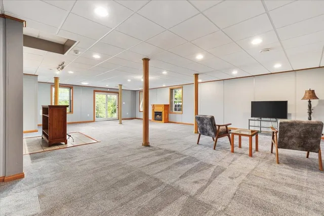 a view of a balcony with wooden floor