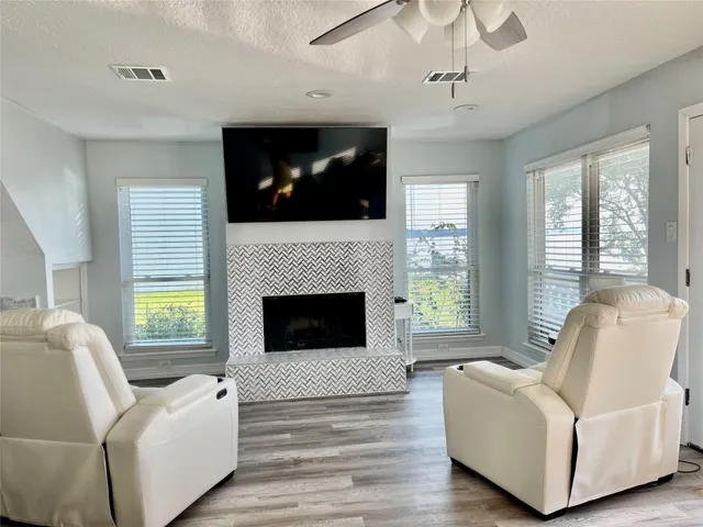 a living room with furniture and a couch