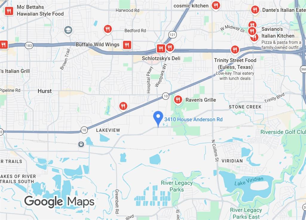 3410 House Anderson Road Euless, TX 76040 - Photo 2 of 18 Location Map. Indicating the geographic placement of the property