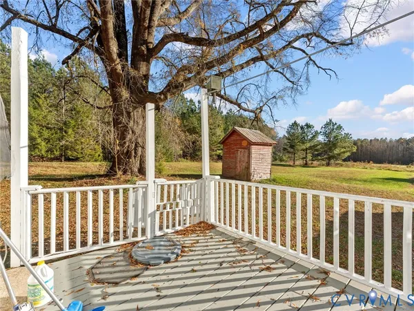 a view of a wooden deck