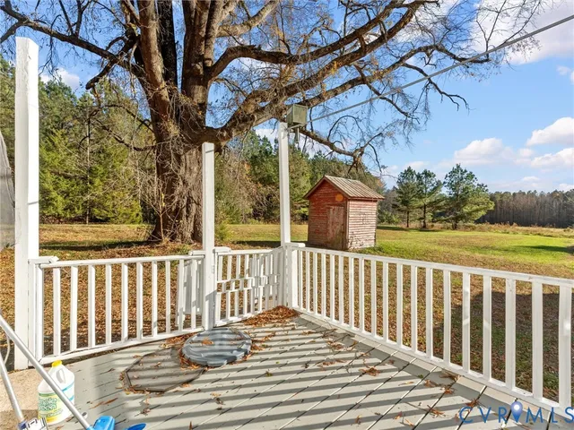 a view of a wooden deck
