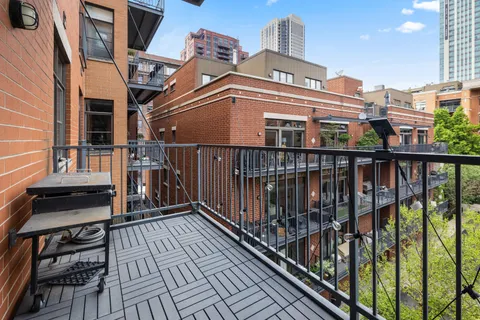 a view of a building from a balcony