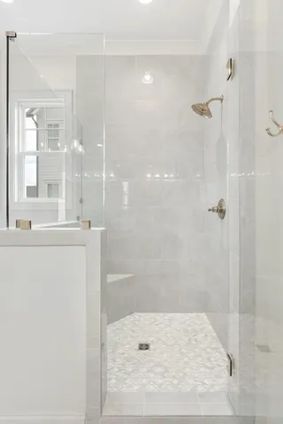 a bathroom with a shower