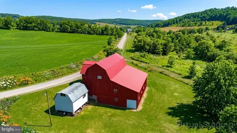 an aerial view of a house