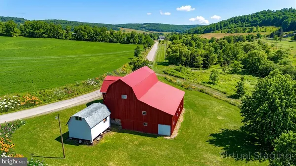 an aerial view of a house