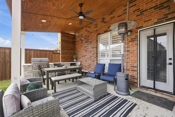 a outdoor living space with patio furniture