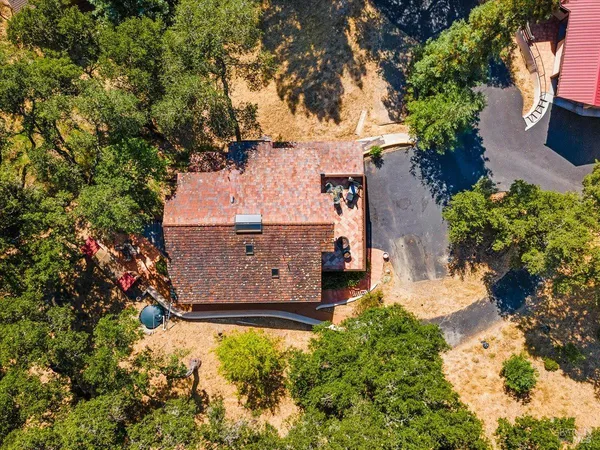 an aerial view of a house